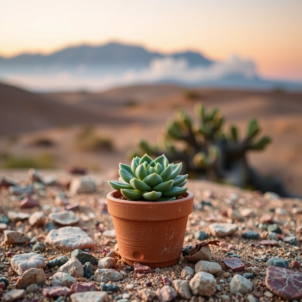 A lost succulent in the desert